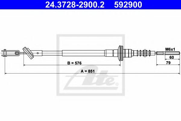 Cablu ambreiaj DAEWOO MATIZ (KLYA) (1998 - 2016) ATE 24.3728-2900.2 piesa NOUA