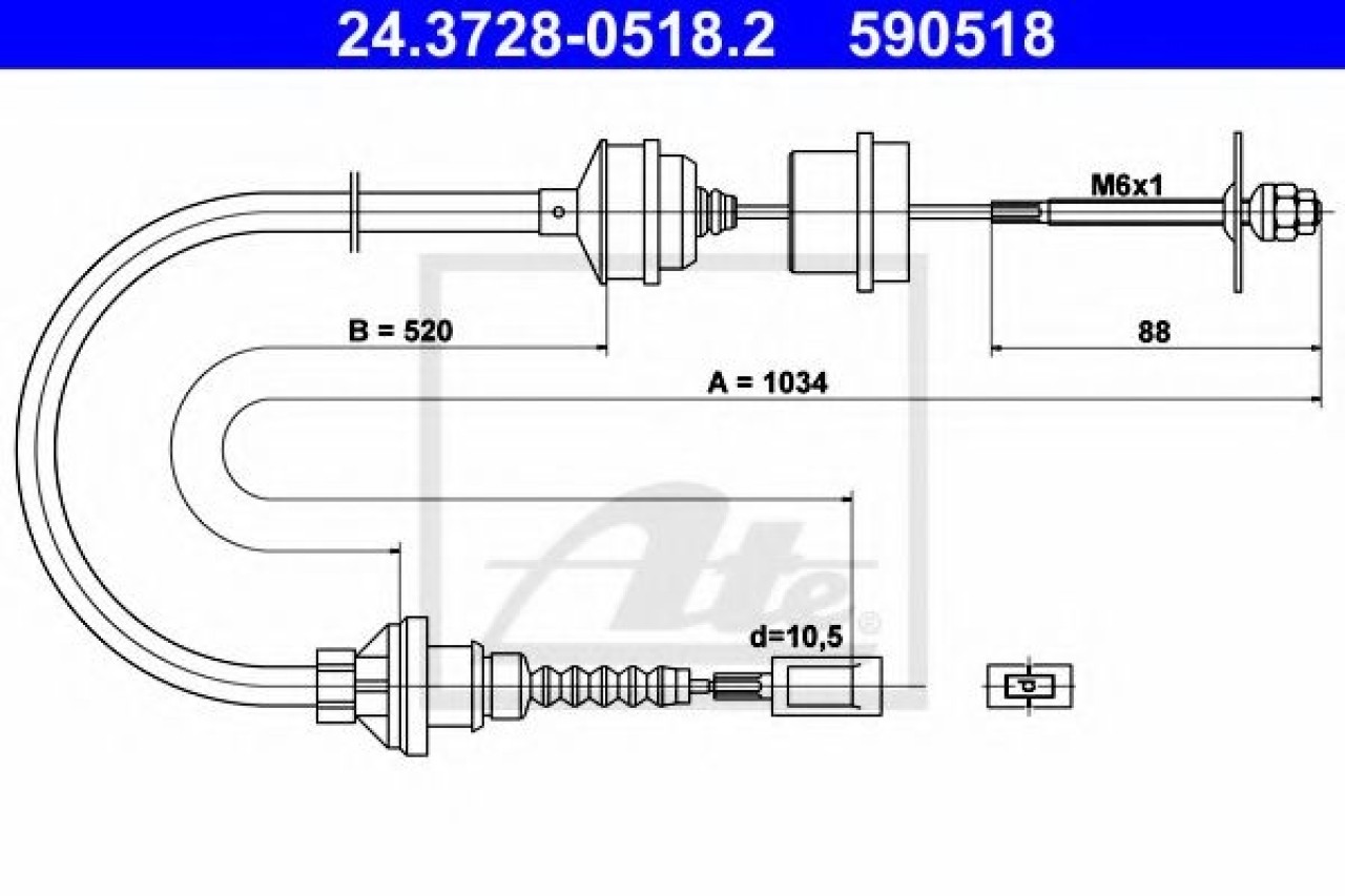 Cablu ambreiaj FIAT DUCATO bus (230) (1994 - 2002) ATE 24.3728-0518.2 piesa NOUA
