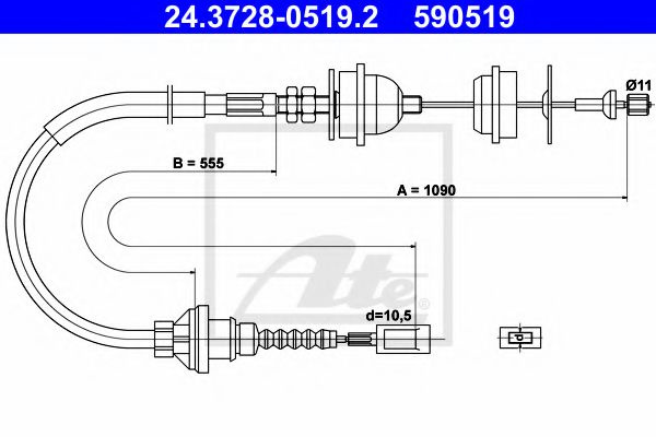 Cablu ambreiaj FIAT DUCATO bus (230) (1994 - 2002) ATE 24.3728-0519.2 piesa NOUA