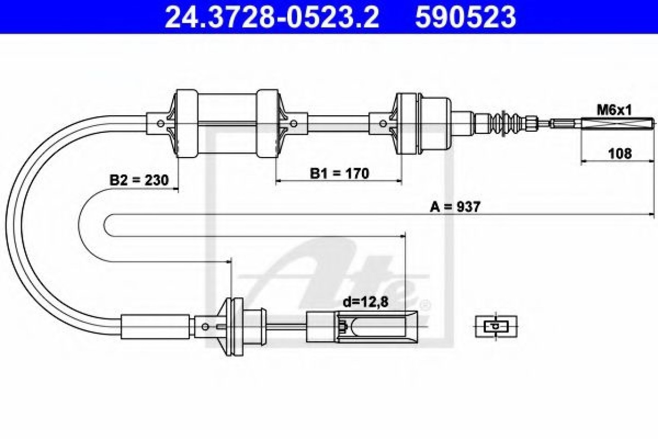 Cablu ambreiaj FIAT MAREA (185) (1996 - 2007) ATE 24.3728-0523.2 piesa NOUA
