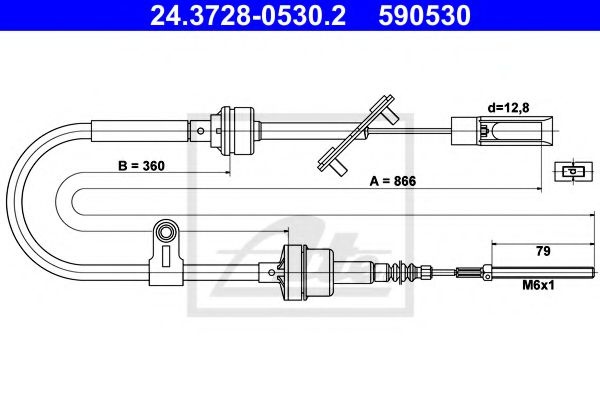 Cablu ambreiaj FIAT MULTIPLA (186) (1999 - 2010) ATE 24.3728-0530.2 piesa NOUA