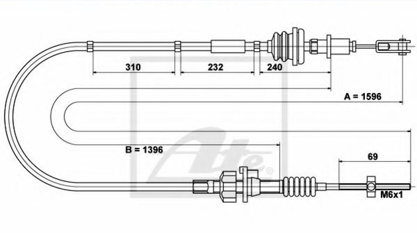 Cablu ambreiaj PEUGEOT 107 (2005 - 2016) ATE 24.3728-0851.2 piesa NOUA