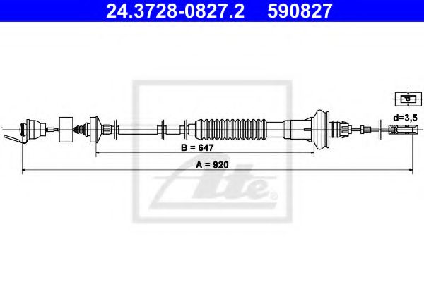 Cablu ambreiaj PEUGEOT 206 CC (2D) (2000 - 2016) ATE 24.3728-0827.2 piesa NOUA
