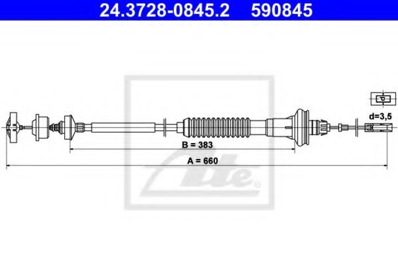 Cablu ambreiaj PEUGEOT 206 limuzina (2007 - 2016) ATE 24.3728-0845.2 piesa NOUA