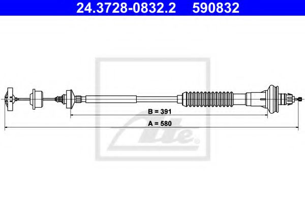 Cablu ambreiaj PEUGEOT 206 SW (2E/K) (2002 - 2016) ATE 24.3728-0832.2 piesa NOUA