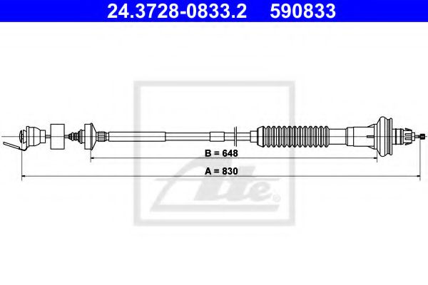 Cablu ambreiaj PEUGEOT 206 SW (2E/K) (2002 - 2016) ATE 24.3728-0833.2 piesa NOUA