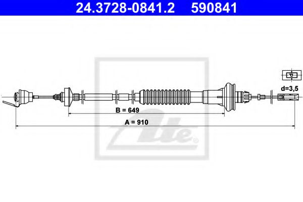 Cablu ambreiaj PEUGEOT 206 SW (2E/K) (2002 - 2016) ATE 24.3728-0841.2 piesa NOUA