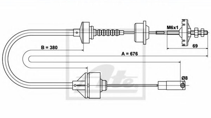 Cablu ambreiaj PEUGEOT 306 (7B, N3, N5) (1993 - 2003) ATE 24.3728-0822.2 piesa NOUA