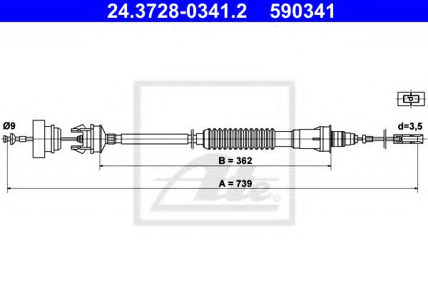 Cablu ambreiaj PEUGEOT 806 (221) (1994 - 2002) ATE 24.3728-0341.2 piesa NOUA