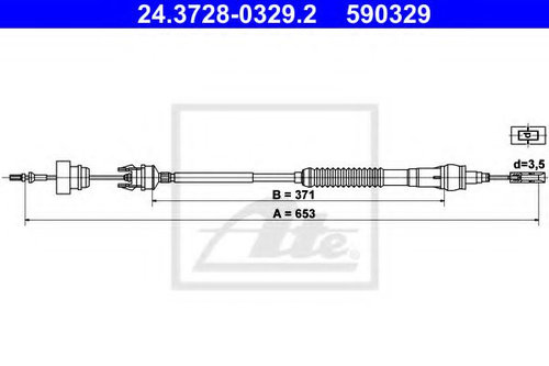 Cablu ambreiaj PEUGEOT PARTNER caroserie (5) (1996 - 2012) ATE 24.3728-0329.2 piesa NOUA