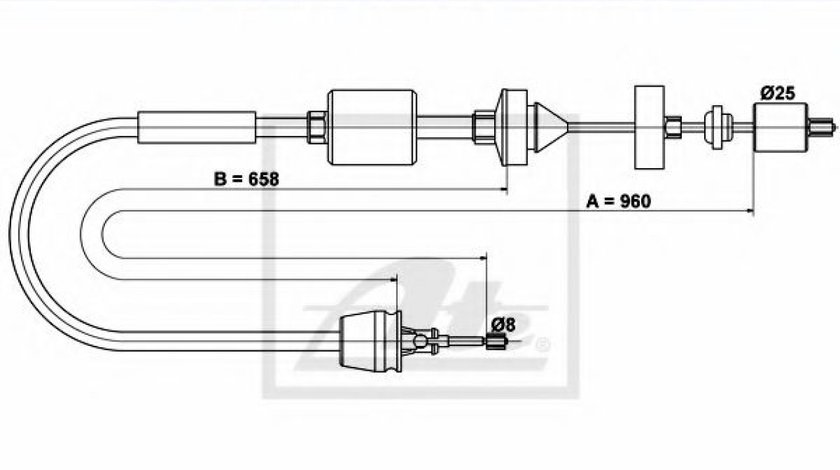 Cablu ambreiaj RENAULT CLIO II (BB0/1/2, CB0/1/2) (1998 - 2005) ATE 24.3728-1023.2 piesa NOUA