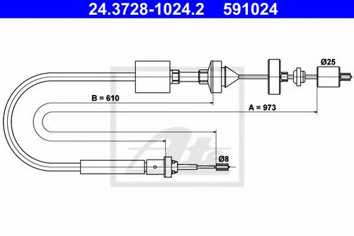 Cablu ambreiaj RENAULT MEGANE I Scenic (JA0/1) (1996 - 2001) ATE 24.3728-1024.2 piesa NOUA