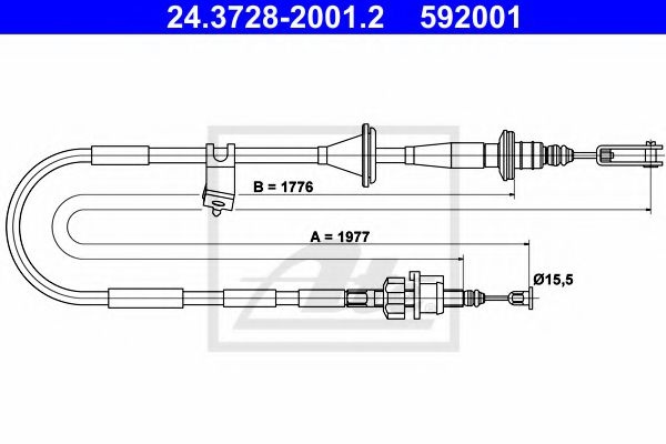 Cablu ambreiaj SUZUKI JIMNY (FJ) (1998 - 2016) ATE 24.3728-2001.2 piesa NOUA