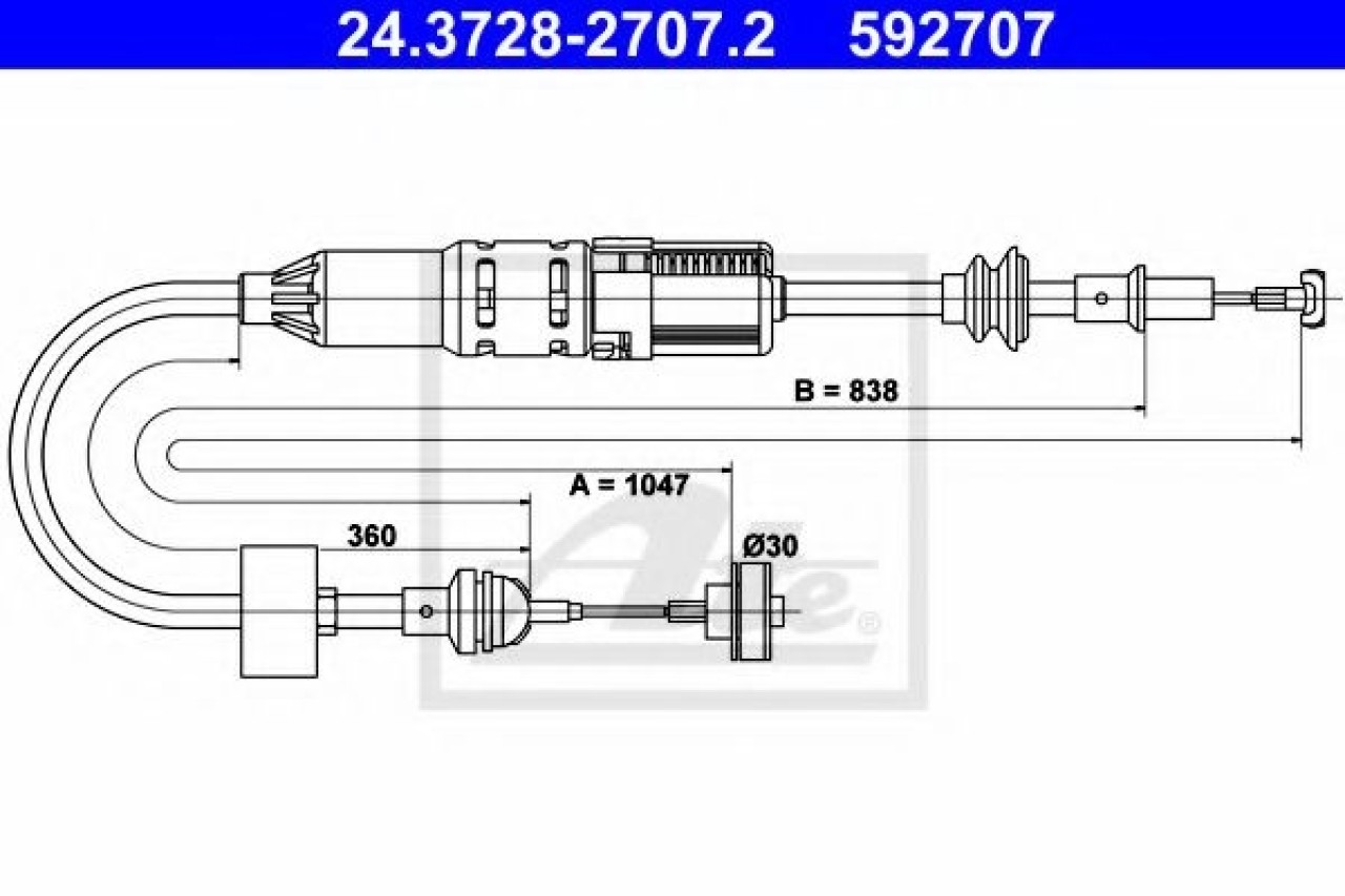 Cablu ambreiaj VW POLO (6N1) (1994 - 1999) ATE 24.3728-2707.2 piesa NOUA