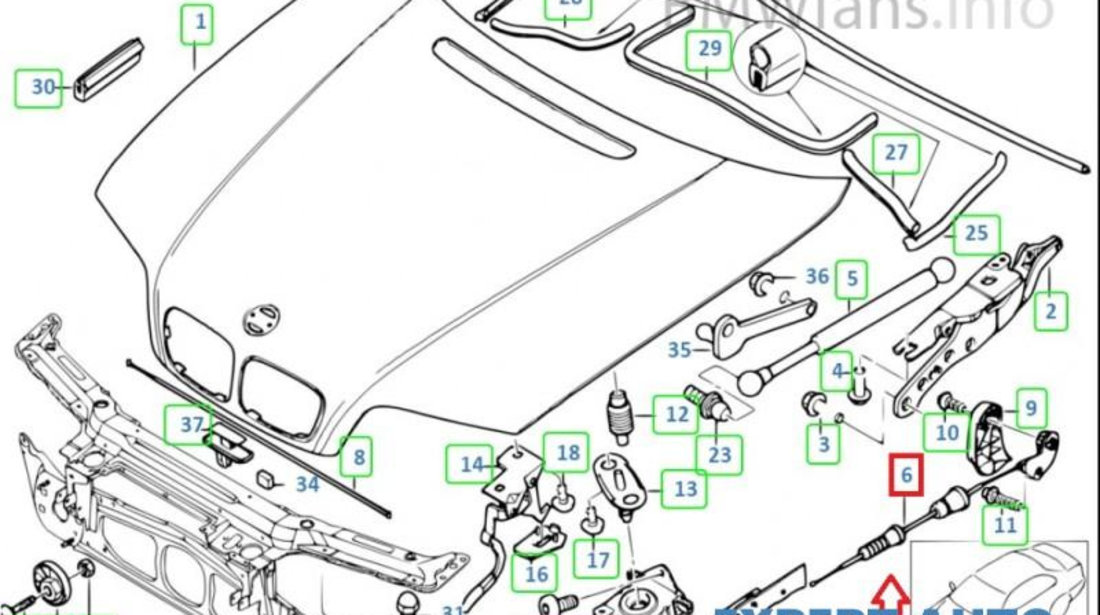 Cablu capota BMW Seria 3 (1998-2005) [E46] #1 51238208442