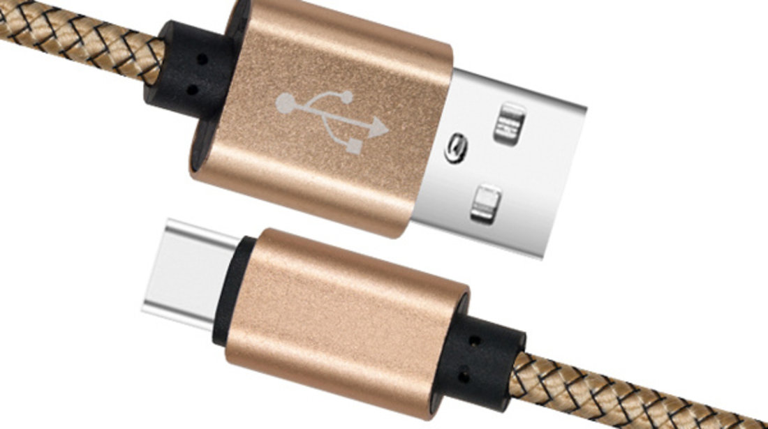 CABLU DATE INCARCARE USB LA TYPE-C 1M 2A GOLD ⭐⭐⭐⭐⭐