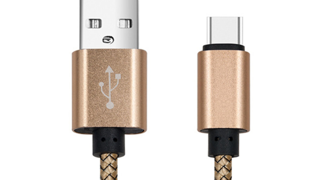 CABLU DATE INCARCARE USB LA TYPE-C 1M 2A GOLD ⭐⭐⭐⭐⭐