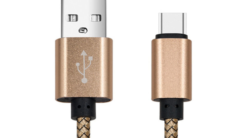 CABLU DATE INCARCARE USB LA TYPE-C 1M 2A GOLD ⭐⭐⭐⭐⭐