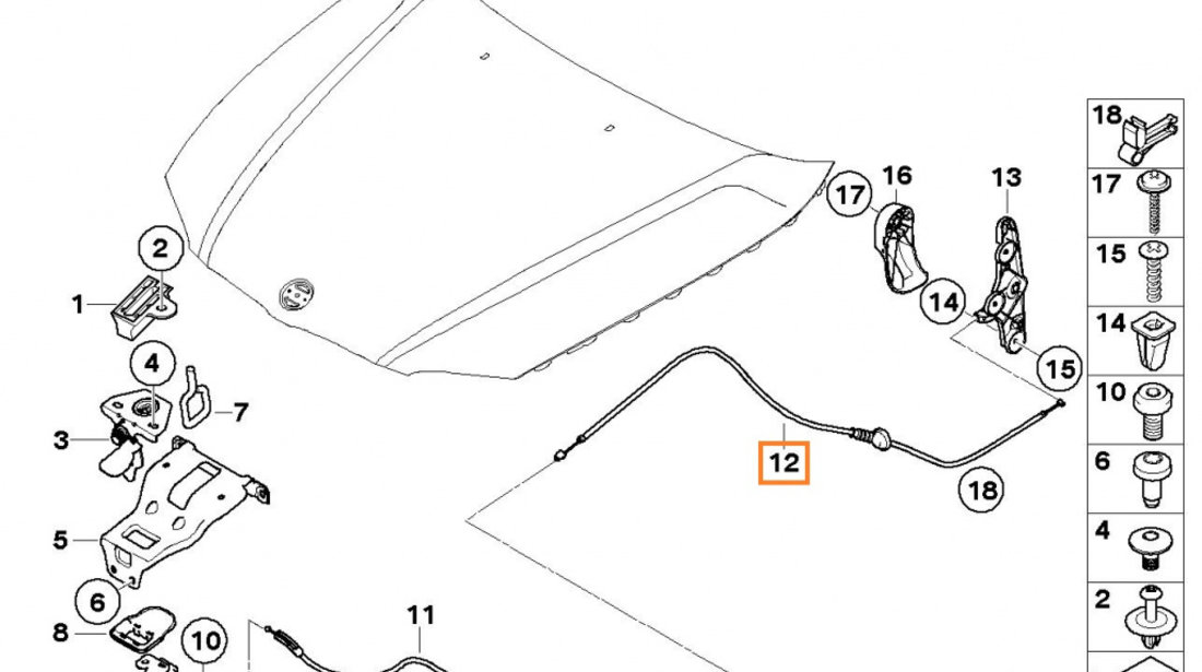 Cablu Deschidere Capota Motor Oe Bmw Seria 1 E87 2004-2011 51237060529