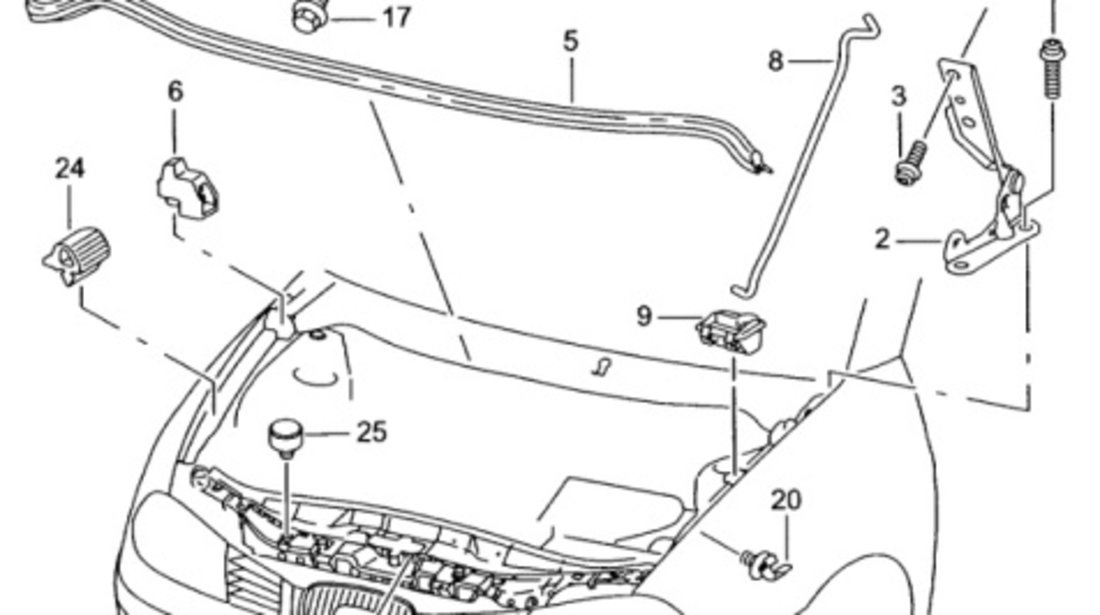 Cablu deschidere capota motorSeat Ibiza 6K hatchback 2000 2001 2002 OEM 6L1823531D