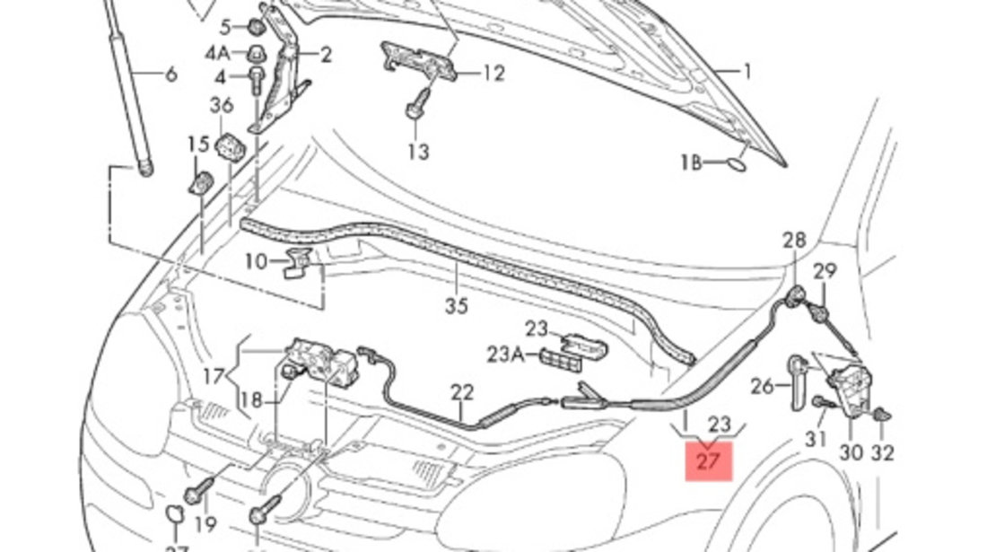 Cablu deschidere capota Volkswagen Golf 5 (1K5) Combi 2009 OEM 1K1823535A