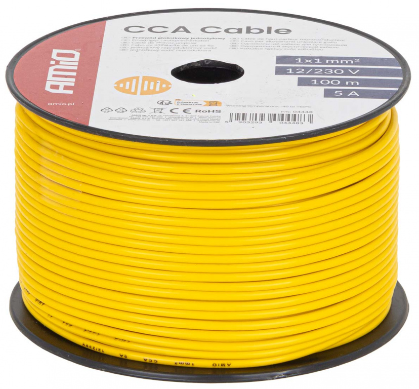 Cablu Electric Monofilar Amio Galben CCA 1x1mm2 100M 5A 12/230V 04448