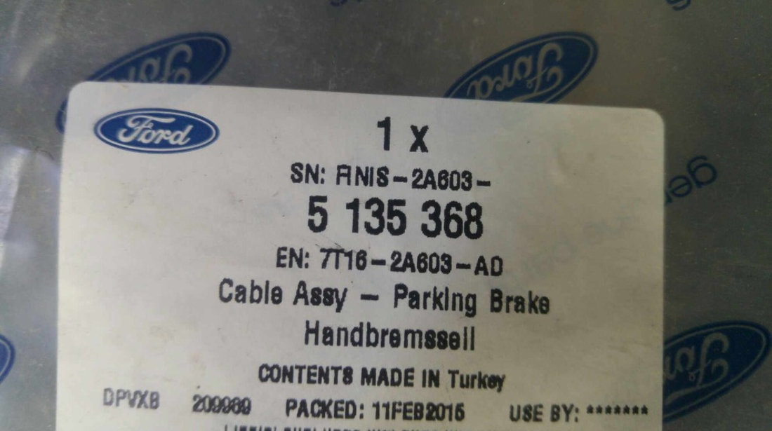 Cablu frana de mana ford transit connect 5135368 7t162a603ad