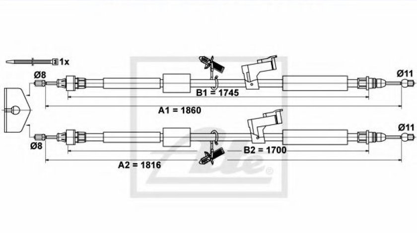 Cablu frana de mana / parcare FORD FOCUS C-MAX (2003 - 2007) ATE 24.3727-0659.2 - produs NOU