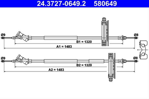 Cablu, Frana De Parcare Ate Ford 24.3727-0649.2