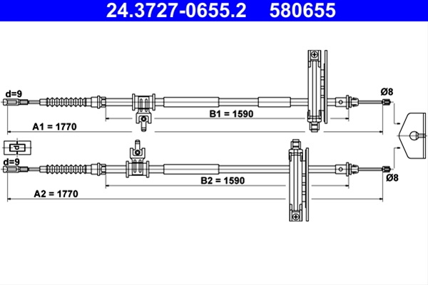 Cablu, Frana De Parcare Ate Ford 24.3727-0655.2