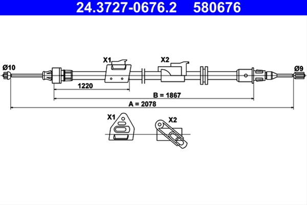 Cablu, Frana De Parcare Ate Ford 24.3727-0676.2