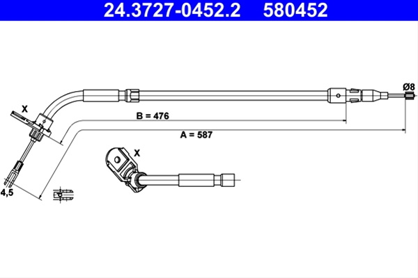 Cablu, Frana De Parcare Ate Mercedes-Benz 24.3727-0452.2