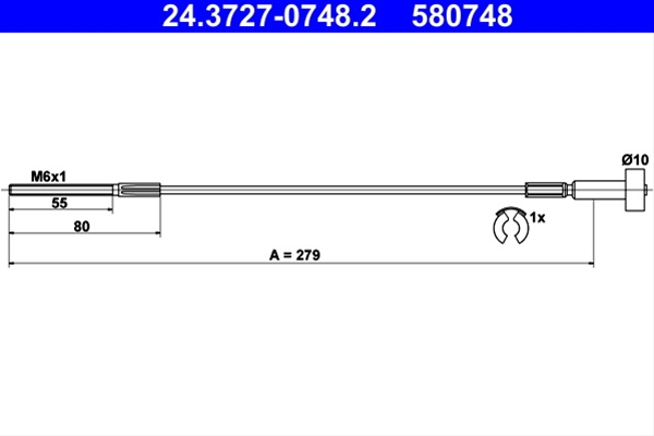 Cablu, Frana De Parcare Ate Opel 24.3727-0748.2