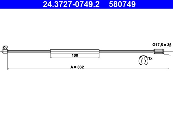 Cablu, Frana De Parcare Ate Opel 24.3727-0749.2