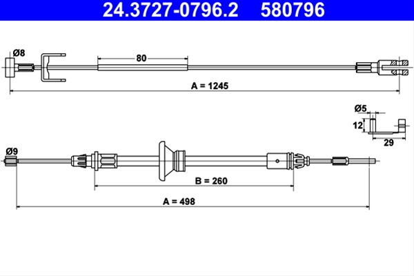 Cablu, Frana De Parcare Ate Opel 24.3727-0796.2
