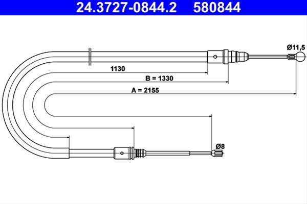 Cablu, Frana De Parcare Ate Peugeot 24.3727-0844.2