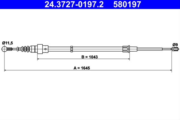 Cablu, Frana De Parcare Ate Skoda 24.3727-0197.2