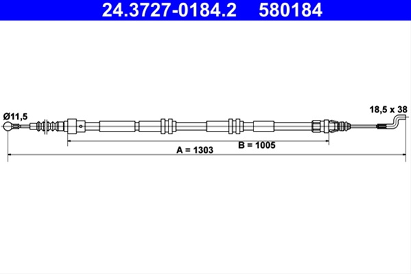 Cablu, Frana De Parcare Ate Vag 24.3727-0184.2
