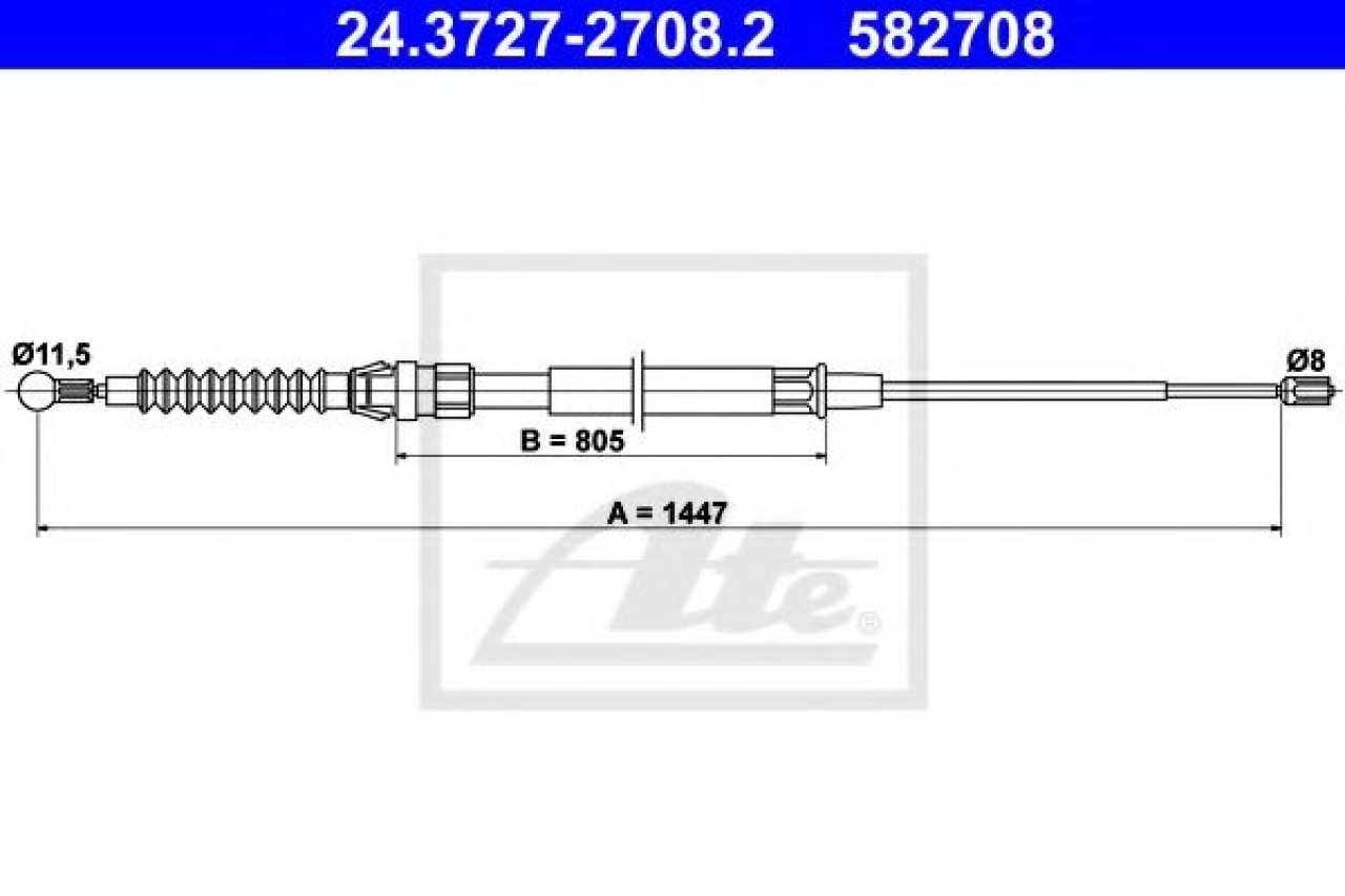 Cablu, frana de parcare AUDI A3 (8P1) (2003 - 2012) ATE 24.3727-2708.2 piesa NOUA