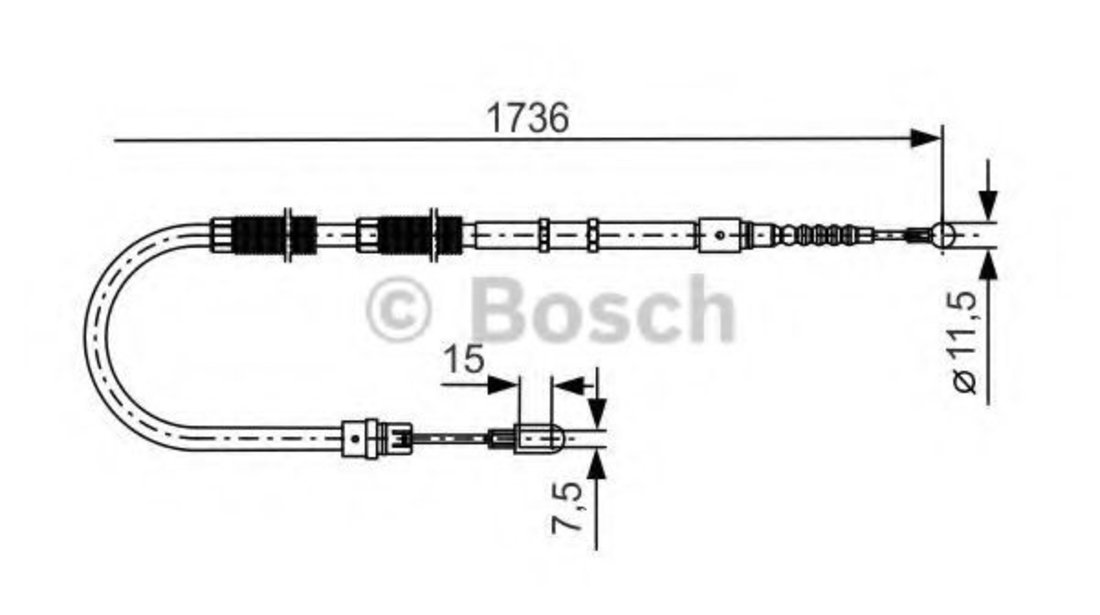 Cablu, frana de parcare AUDI A4 Cabriolet (8H7, B6, 8HE, B7) (2002 - 2009) BOSCH 1 987 477 257 piesa NOUA