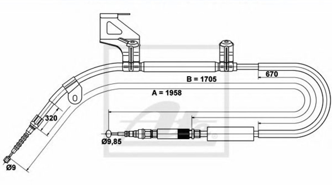Cablu, frana de parcare AUDI A6 (4B2, C5) (1997 - 2005) ATE 24.3727-0171.2 piesa NOUA