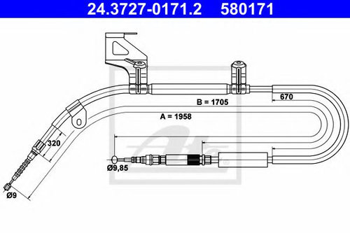Cablu, frana de parcare AUDI A6 (4B2, C5) (1997 - 2005) ATE 24.3727-0171.2 piesa NOUA