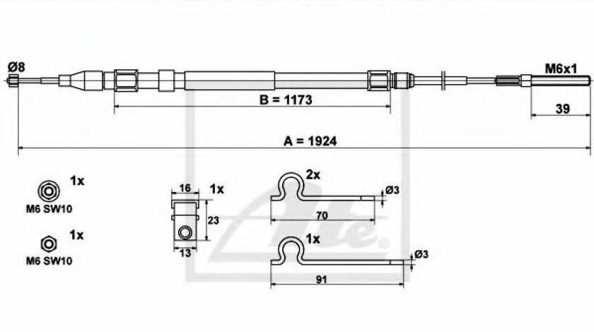 Cablu, frana de parcare BMW Seria 5 Touring (E39) (1997 - 2004) ATE 24.3727-0247.2 piesa NOUA