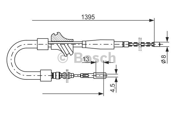 Cablu, frana de parcare centru (1987477060 BOSCH) AUDI