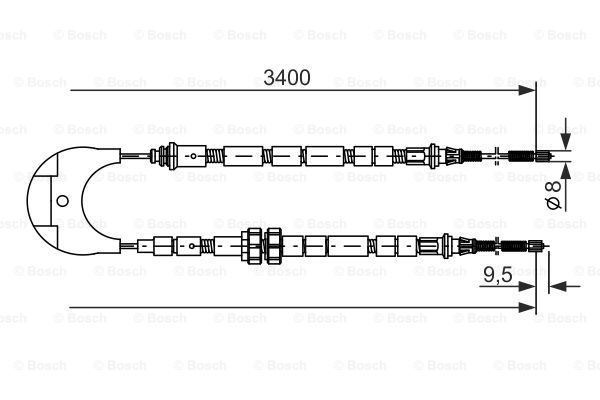 Cablu, frana de parcare centru (1987477234 BOSCH) FORD