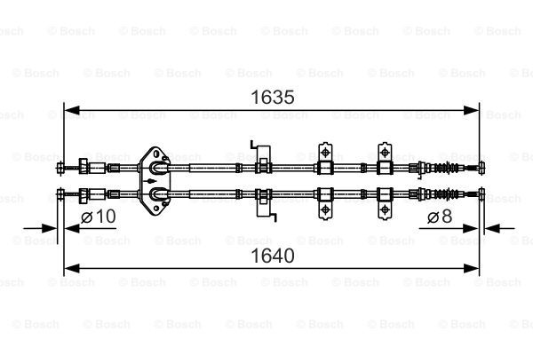 Cablu, frana de parcare centru (1987482054 BOSCH) MAZDA