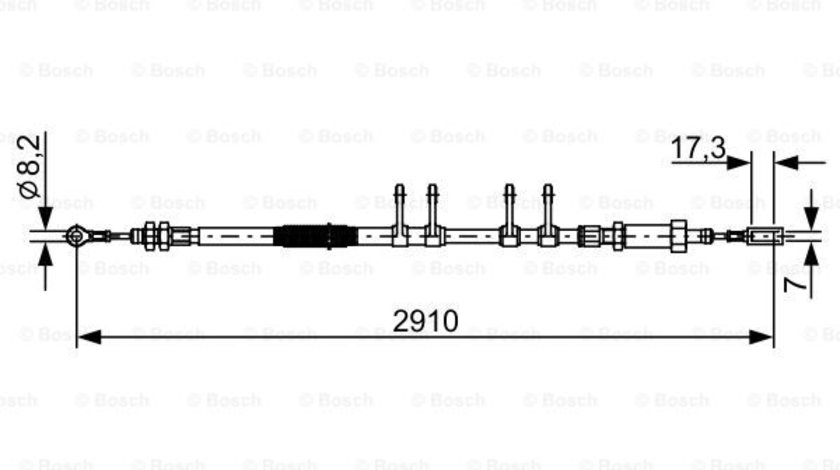 Cablu, frana de parcare centru (1987482447 BOSCH) Citroen,FIAT,PEUGEOT