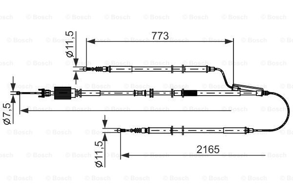 Cablu, frana de parcare centru (1987482806 BOSCH) OPEL,VAUXHALL