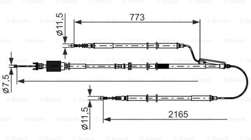 Cablu, frana de parcare centru (1987482806 BOSCH) OPEL,VAUXHALL