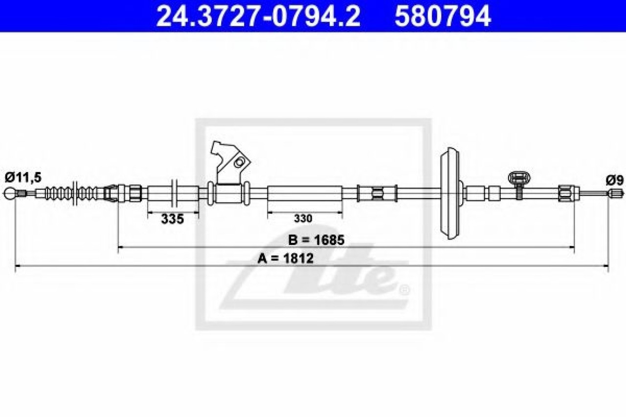 Cablu, frana de parcare CHEVROLET CRUZE Hatchback (J305) (2011 - 2016) ATE 24.3727-0794.2 piesa NOUA